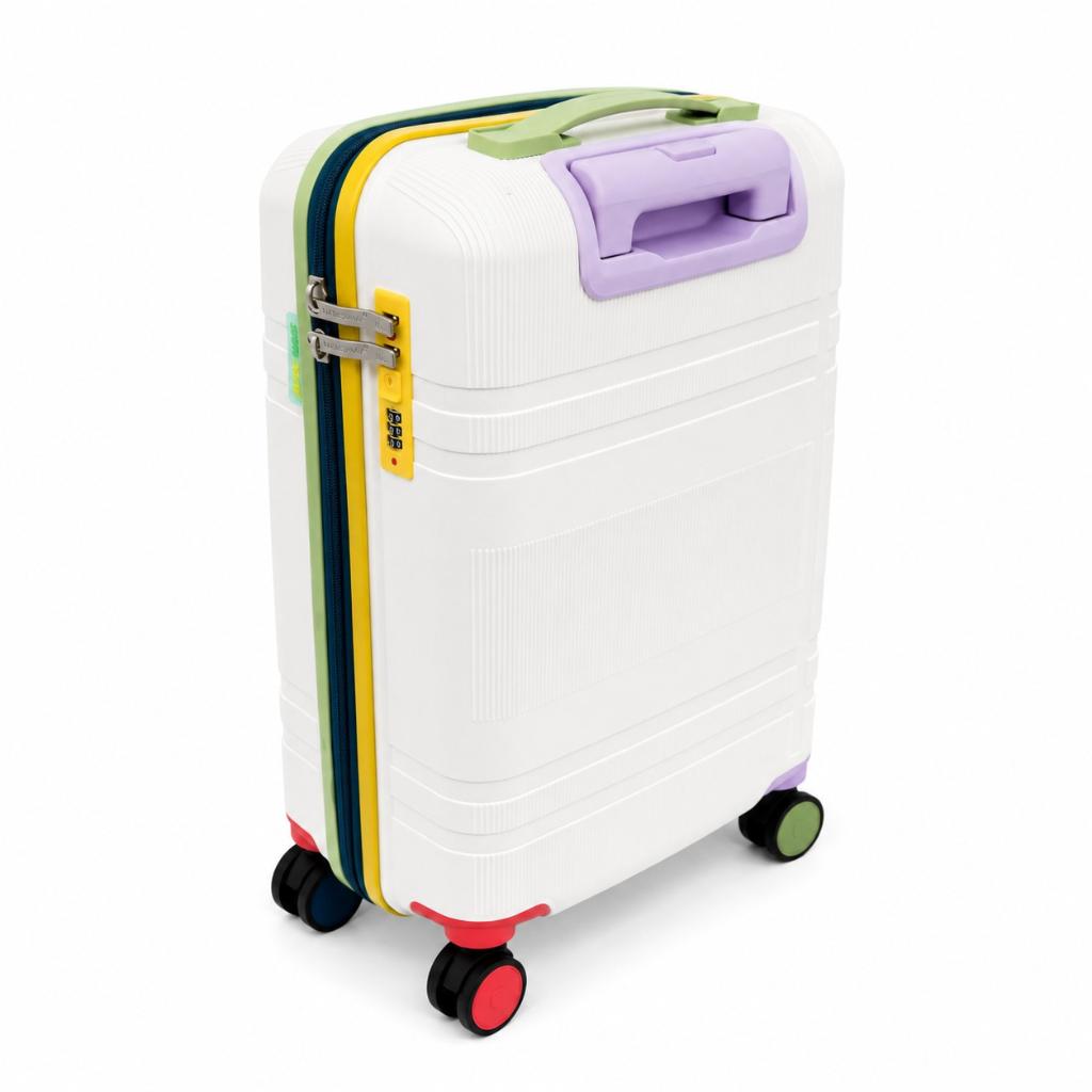 Maleta de Cabina 20" 45L con Candado Blanco y Multicolor Marksman