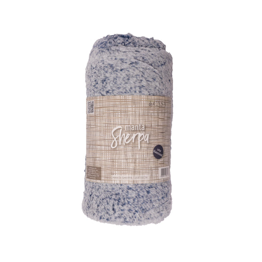 Manta Sherpa 125x150cm Azul Jaspeado