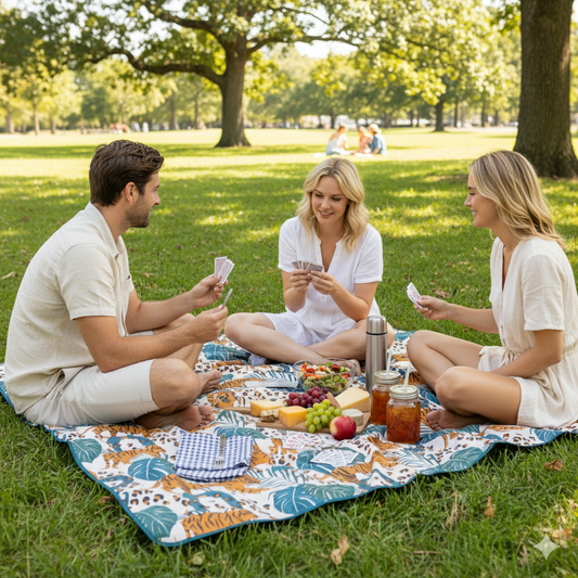 Manta Picnic y Playa Impermeable Beige Tigres