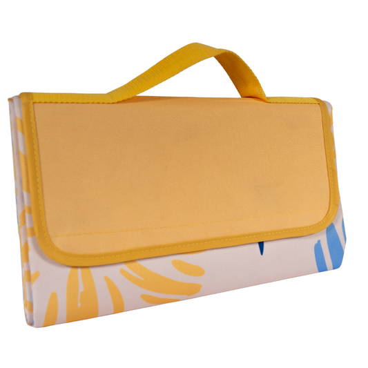 Manta Picnic y Playa Impermeable Amarilla Flores