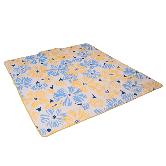 Manta Picnic y Playa Impermeable Amarilla Flores