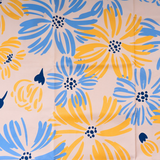 Combo Manta de Picnic o Playa Impermeable Amarilla Flores y Verde Flores