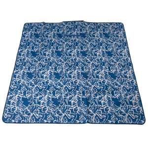 Combo Mochila Cooler 15Lt Gris y Manta Picnic Playa Azul Flores Impermeables