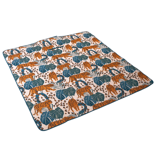 Combo 2 Mantas de Picnic y Playa Impermeable Beige Tigres