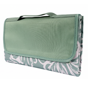 Combo Manta de Picnic o Playa Impermeable Malva Étnica y Verde Flores
