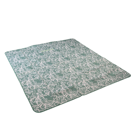Combo 2 Mantas de Picnic y Playa Impermeable Verde Flores