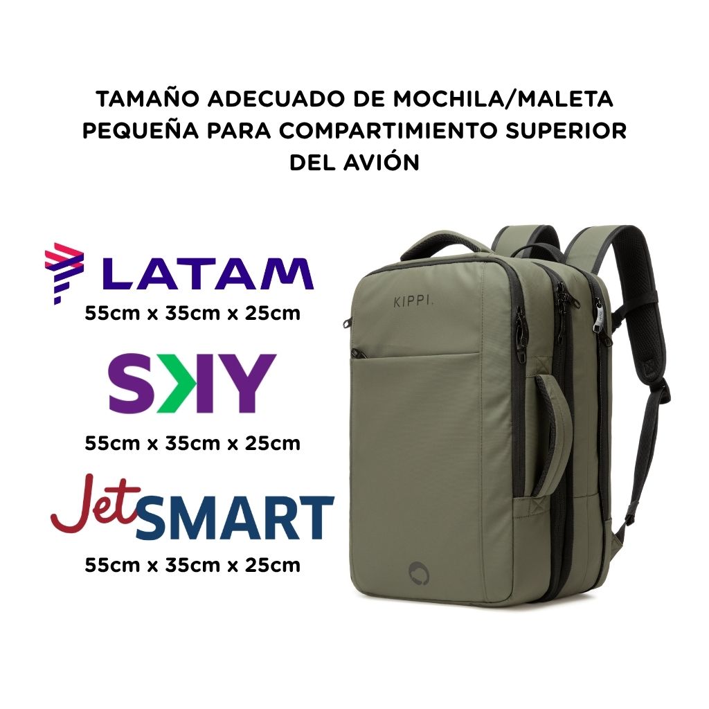 ✈️Mochila Viaje Viral 45L Kippi. Expandible Cabina. Olive Green