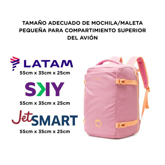 Combo Mochilas de Viaje Viral Kippi 45L Pistacho + Rosada Resistentes al Agua.