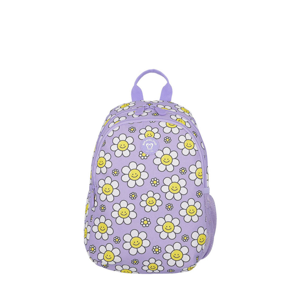 Mochila Infantil homeschool flores lila