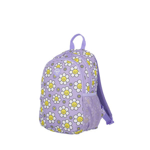 Mochila Infantil homeschool flores lila