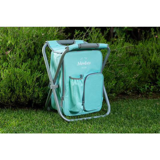 Mochila Cooler Con Silla Camping - Aqua