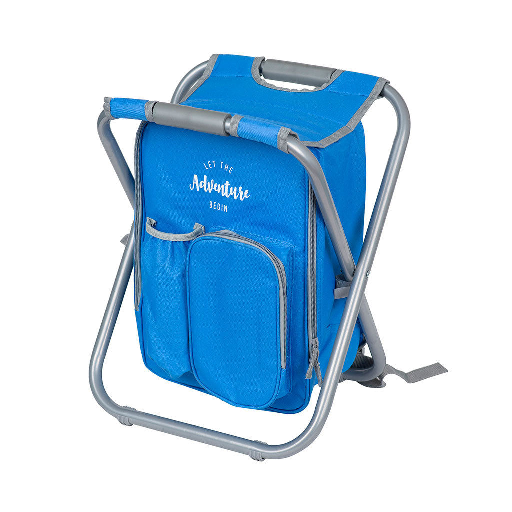 Cooler Con Silla Camping - Azul