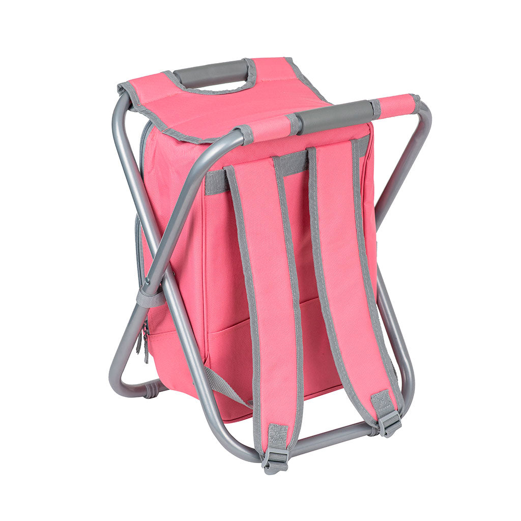 Mochila cooler con silla rosada