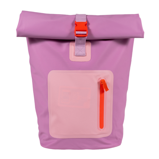 Combo Mochila Cooler Impermeable 15Lt Malva + 1 Toalla de Playa Redonda 1.5m. Colores surtidos.