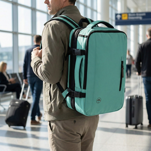Combo Mochila Viaje XL 40Lts Menta Llaima Resistente al Agua + Maleta de Cabina Negra