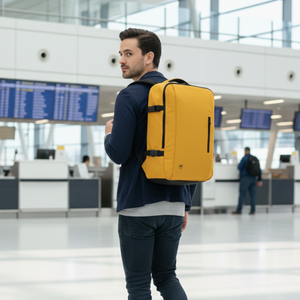 Mochila Viaje Viral XL. Llaima Travel. Resistente al Agua. Mostaza 40Lts BTS26