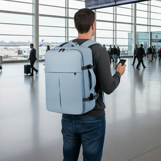 Mochila Viaje Viral Limited Edition 36L. Ripstop Light-Blue. Impermeable y Expandible.