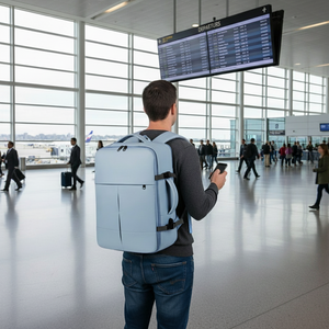 Combo 2 Mochilas de Viaje Viral Cabina. 1 Mochila 40L Black y 1 Mochila 36L. Ripstop Light-Blue. Impermeable y Expandible.