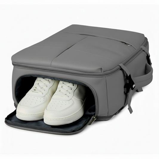 Combo Maleta Cabina Expandible-Plegable Ultra Compacta Gris Claro y Mochila Viaje Viral Limited Edition 36L Ripstop Grey Impermeable y Expandible