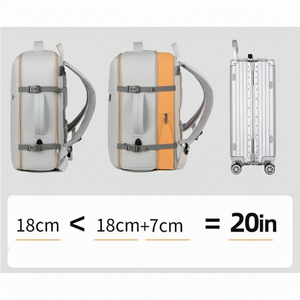 Combo Mochila Viaje 40L Premium Grey + Maleta Cabina. Expandible Compacta Gris Claro Gout