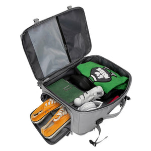 Combo Maleta Cabina Expandible-Plegable Ultra Compacta Gris Claro y Mochila Viaje Viral Limited Edition 36L Ripstop Grey Impermeable y Expandible