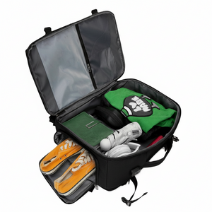 Combo Mochila Viaje Viral Cabina 40L Black y Organizador de Viaje Grande. Neceser Roll Up Gout Petroleo