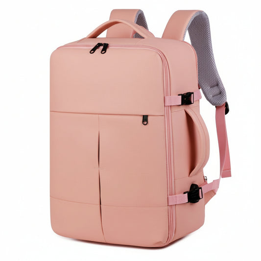 Combo 2 Mochilas de Viaje Viral. 1 Mochila Negra 30L y 1 Mochila 36L Ripstop Misty-Pink