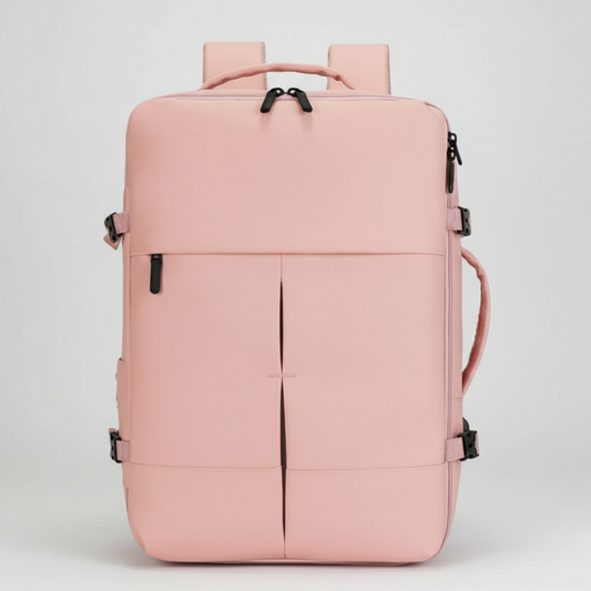 Combo 2 Mochilas de Viaje Viral Cabina. 1 Mochila 40L Black y 1 Mochila 36L Ripstop Misty-Pink. Impermeable Expandible.