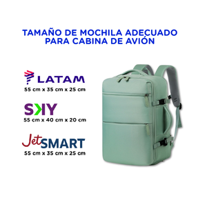Combo 2 Mochilas de Viaje Viral Cabina 40L. 1 Black y 1 Mint Green