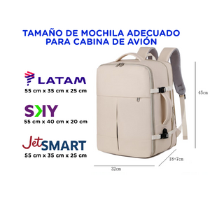 Mochila Viaje Viral 36L. Expandible - Resistente al agua. Premium Beige Navigator