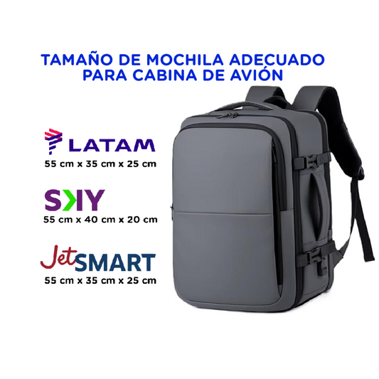 Combo 2 Mochilas Viaje Viral: 1 Mochila 44L Black y 1 Mochila 38L Space Grey. Resistentes al agua