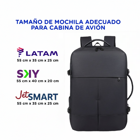 ✈️Combo 2 Mochilas de Viaje Viral Cabina 36L Black. Antirrobo