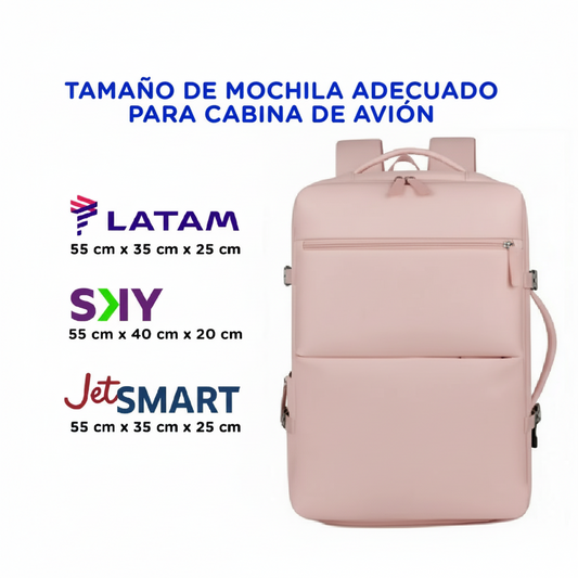 Combo PINK: Maleta Cabina y Mochila Viaje Viral Cabina 40L. Rosado