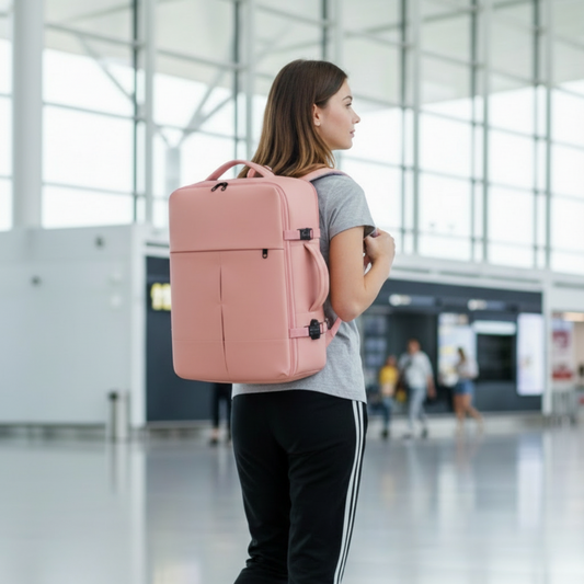 Combo 2 Mochilas de Viaje Viral. 1 Mochila Negra 30L y 1 Mochila 36L Ripstop Misty-Pink