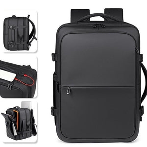 Combo Mochila de Viaje Viral 38L. Expandible, Resistente al agua. Black Navigator y Organizador de Viaje y Cosmetiquero 24cm x 18cm Gout Aqua