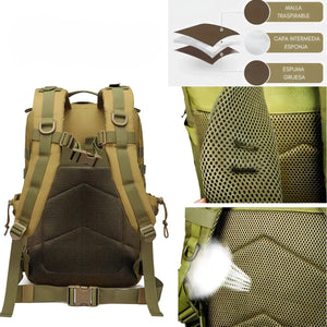 Mochila Viaje Táctica Impermeable Expandible 40L Navigator