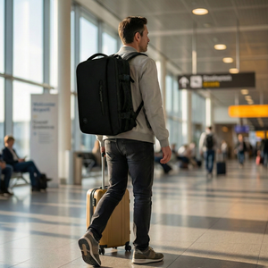 Mochila Viaje Viral XL 40L Llaima Negro. Repelente al agua BTS26