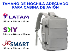 Combo: Mochila Viaje (Cabina Avión) 34L. Negro. + Mochila Viaje Viral 31L Premium Grey. Resistente al agua.