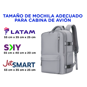 Combo 2 Mochilas de Viaje Viral Grey.(Cabina Avión) 31L. Resistente al agua.
