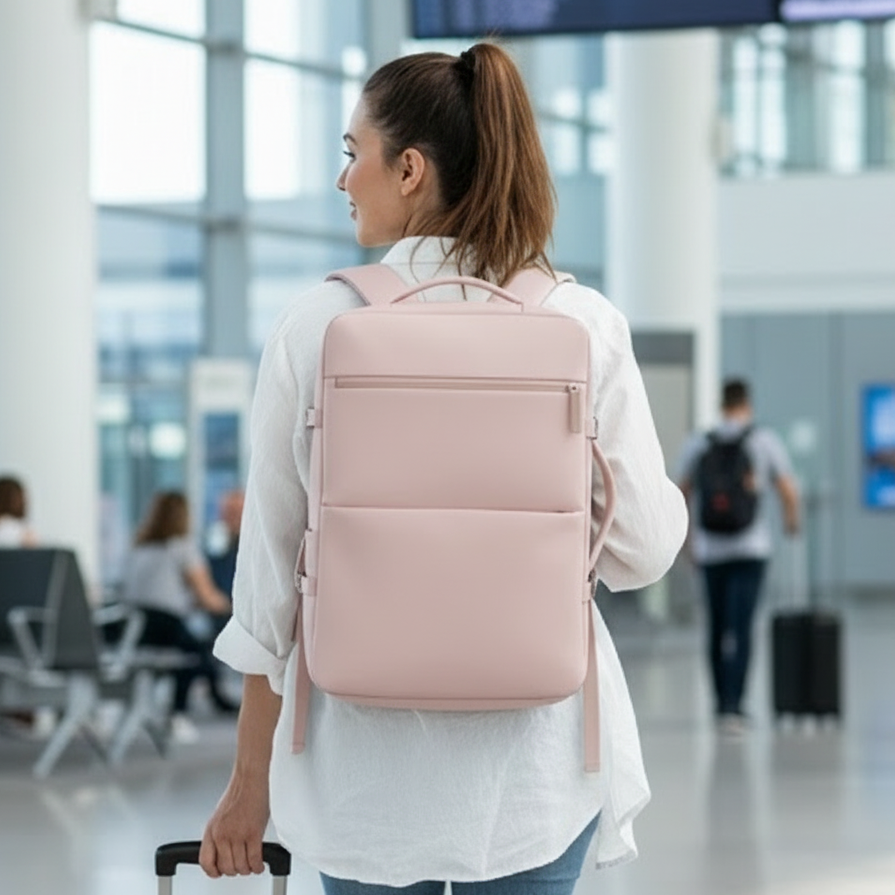 Combo Mochila Travel 40L Misty Pink Expandible + Maleta Mediana Marksman M 24