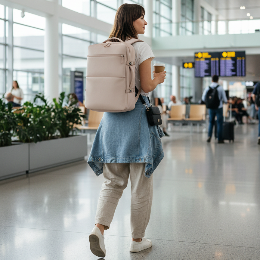 Mochila Viaje Viral (Cabina Avión) 40L Misty Pink. Resistente al agua