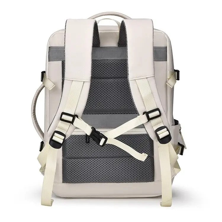 Combo: Mochila Viaje (Cabina Avión) 34L. Negro + Mochila Viaje Viral (Cabina Avión) 31L Premium Beige. Resistente al agua