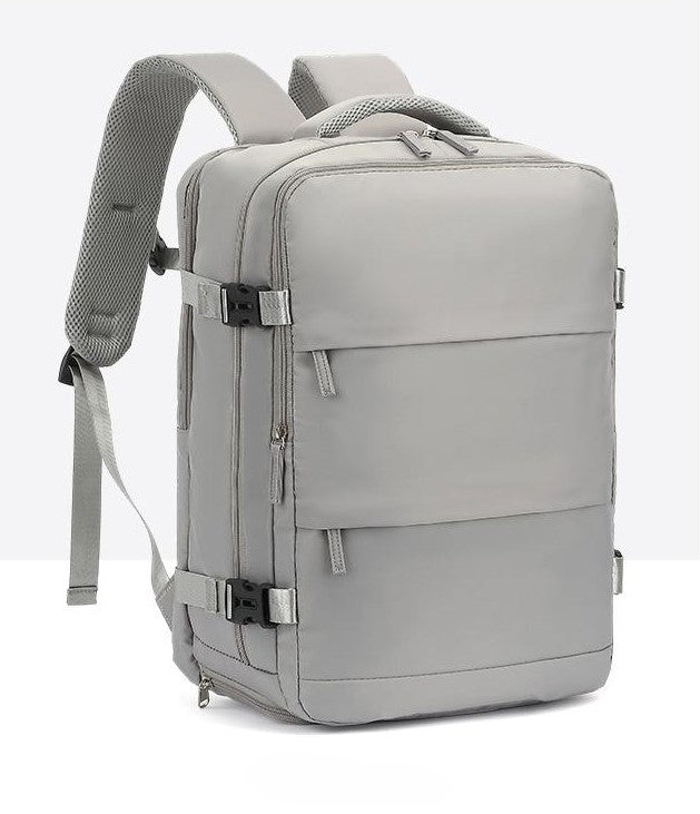 Combo Mochila Viaje 40L Premium Grey + Maleta Cabina. Expandible Compacta Gris Claro Gout
