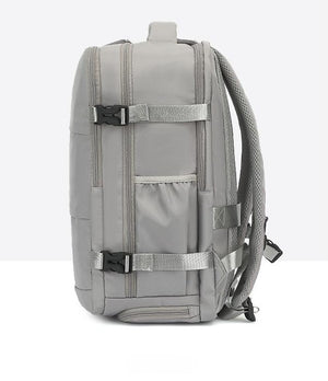 Combo Mochila Viaje 40L Premium Grey + Maleta Cabina. Expandible Compacta Gris Claro Gout