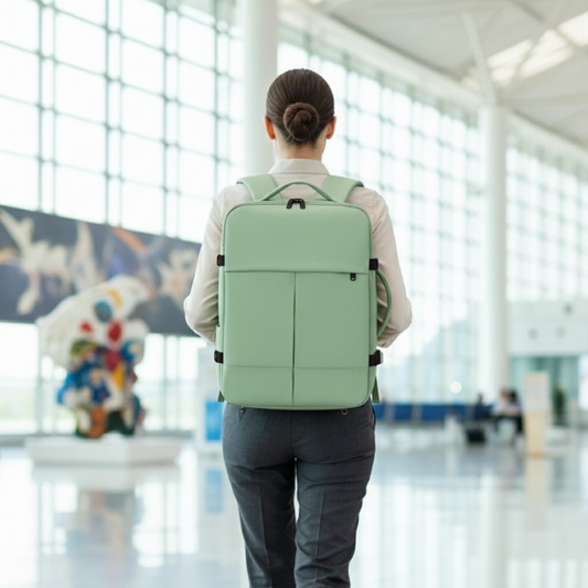 Combo 2 Mochilas de Viaje Viral Cabina. Mochila 40L Black  y Mochila 36L. Ripstop Matcha-Green Impermeable Expandible