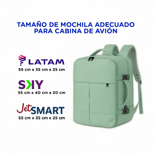 ✈️Combo Mochilas de Viaje Viral XL💧Resistente al Agua Ripstop Matcha-Green + 1🎒Powder Lila Navigator