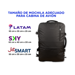 Combo 2 Mochilas de Viaje Viral Cabina 44 L Gout Black y Mochila de Viaje Viral Cabina 30L, Candado de Seguridad. Resistentes al Agua