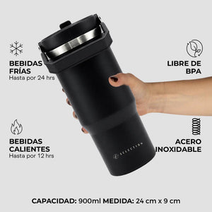 Mug Acero Inoxidable 900ml Negro