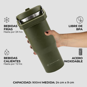 Mug Acero Inoxidable 900ml Oliva