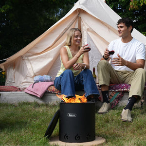 Fogón Ecofuego Transportable Sin Humo 27 cm Negro Breinz